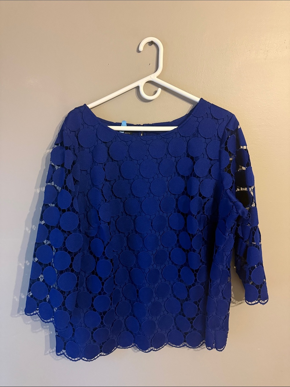 RSVP by Talbots Honeycomb Geometric Lace Blouse. Size 2X.  Cobalt Blue